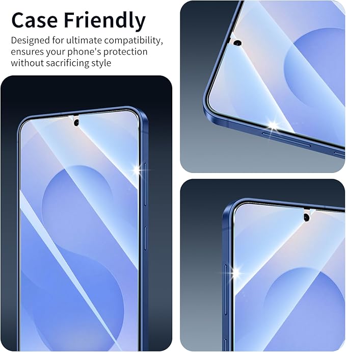 3*Screen Protector for Samsung Galaxy S24+/S24 Plus/S25+/S25 Plus with a Installation Alignment Aid, Double Shatterproof HD Tempered Glass Film, Impact-Protection [9H Hardness][Anti-Shatter][Anti-Scratch]