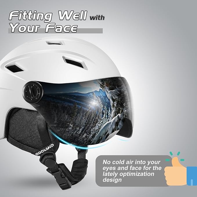 Odoland Ski Helmet with 2-in-1 Visor Goggles, Light Weight Snowboard Helmet for Men Women, Snow Sport Helmets for Skiing, Skating, Snowboarding
