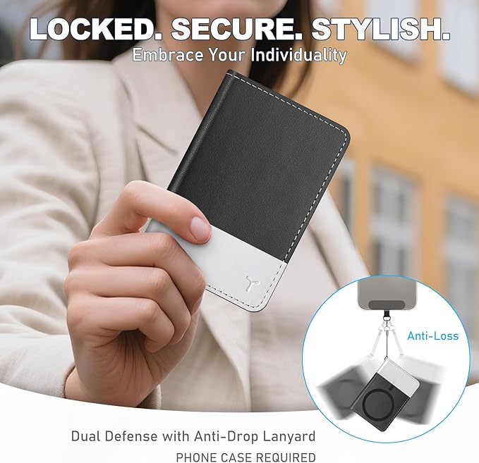 TUCCH for Magsafe Card Holder with Clear ID Window, Fit 6 Cards, RFID Blocking PU Leather Men Women Magnetic Phone Wallet for iPhone 17/16/15/14/13/12/Plus/Air/Pro/Pro Max Series, Black & White