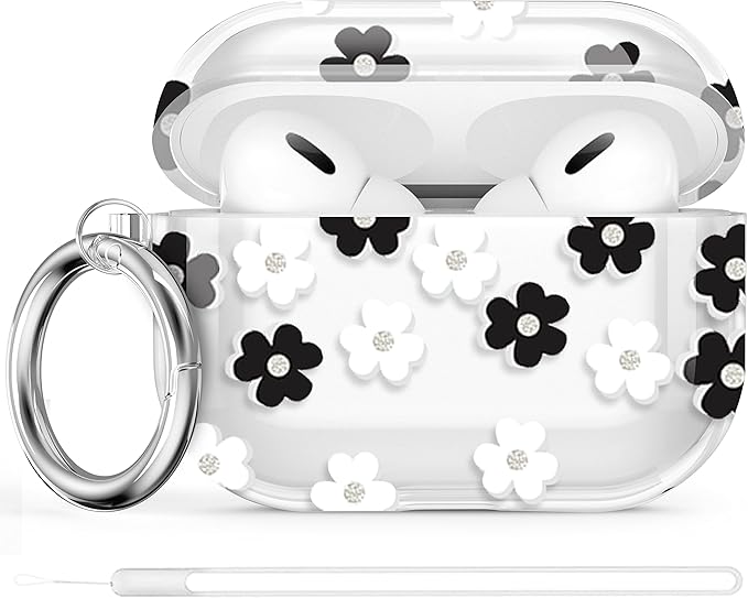 Maxjoy for AirPods Pro 2nd Generation Case, Clear AirPods Pro 2 Case for Women Girly Cute Protective AirPod Pro 2 Cover with Keychain Strap for AirPod Pro 2nd Gen Cover 2023/2022, Floral