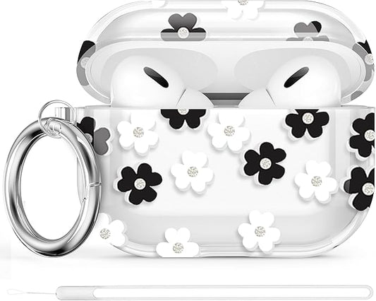 Maxjoy for AirPods Pro 2nd Generation Case, Clear AirPods Pro 2 Case for Women Girly Cute Protective AirPod Pro 2 Cover with Keychain Strap for AirPod Pro 2nd Gen Cover 2023/2022, Floral