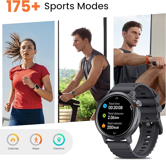 KOSPET Smart Watch for Men, 25 Days Battery, 1.43" AMOLED Smartwatch for iPhone&Android, IP68 Waterproof, 24/7 Heart Rate & Sleep Monitor, 170+ Sport Modes, Bluetooth Call (Answer/Make)