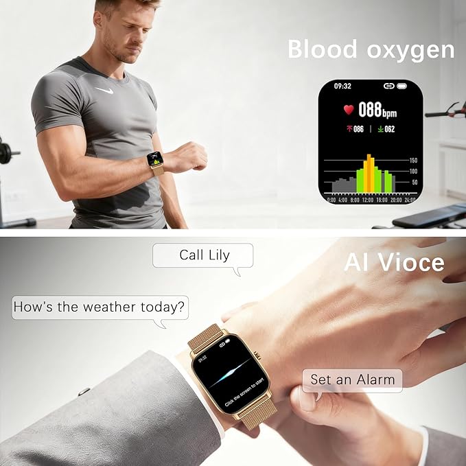Smart Watch for Women Fitness Tracker: Gold Make Answer Call Waterproof Running Smartwatch Android Phone iPhone Samsung Compatible Digital Mens Watches Pedometer Step Tracker Heart Rate Monitor
