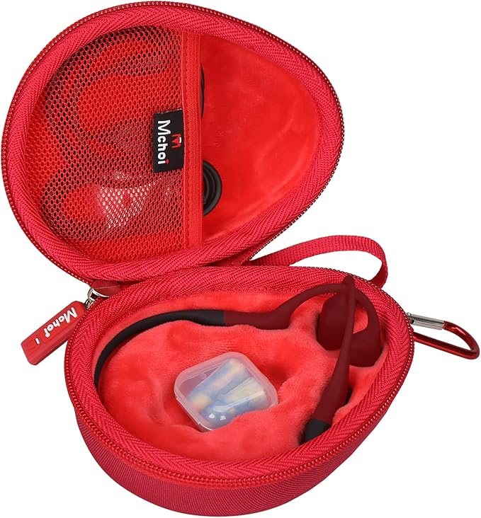 Mchoi Hard Case Fits for Aftershokz Aeropex/Aftershokz Titanium Mini/Aftershokz Air/Aftershokz Openmove/Openrun Pro, Open-Ear Wireless Bone Conduction Headphones, Red, Case Only