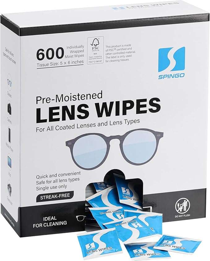 Lens Wipes for Eyeglasses, Pre-moistened Individually Wrapped Glasses Cleaner Wipes, Lens Cleaner Wipes for Sunglasses, Camera Lens, Goggles and Other Optical Lenses. (600 Count)