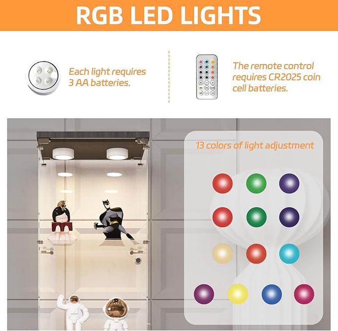 LFT HUIMEI2Y Glass Display Cabinet with LED Lights and Lock, 4-Shelf Curio Cabinets with Door, Tempered Glass Collection Display Showcase for Bedroom, Living Room 65”x 17”x 14.5” Black