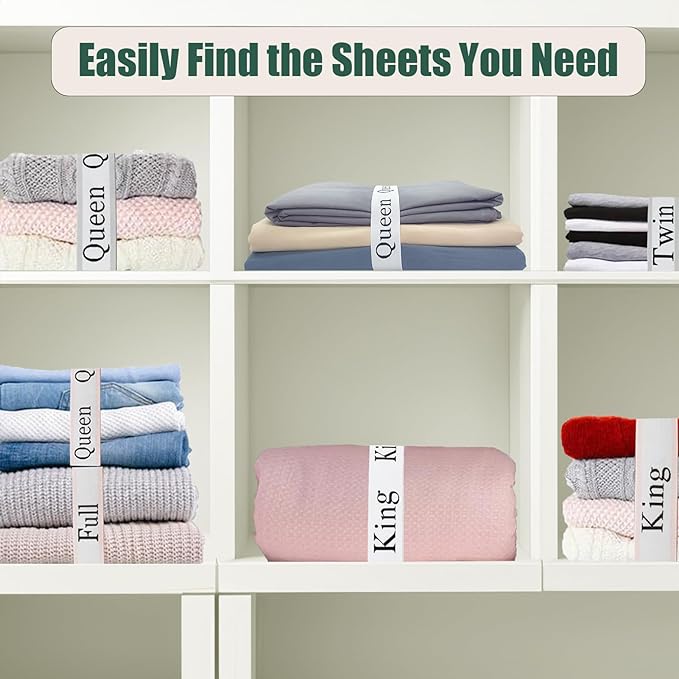8 Pieces Bed Sheet Organizer Bands, Sheet Organizers and Storage Label Bands, Sheet Label for Bedding, Sheets Organizer for Closet,Sheet Keepers Linen Labels Bedding Bands (Pink, Mix 8Pcs)