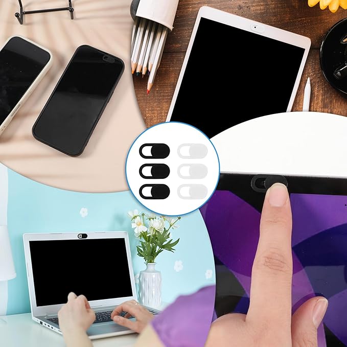 50 Pcs Webcam Cover Slide, Black and White 0.023 Inch Ultra-Thin Universal Laptop Camera Cover Slide for Laptop, Computer, Phone Protect Your Privacy and Security
