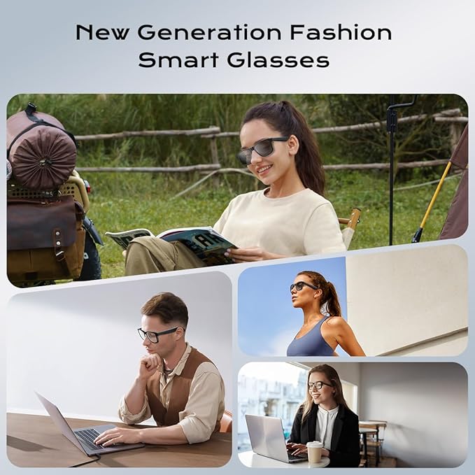 Smart Glasses for Women Men,Bluetooth Glasses with Photochromic Lenses,Built-in Mic & Speakers,Anti-Blue Light Lens with Hands-Free Listening Voice Control,Perfect for Indoor Outdoor