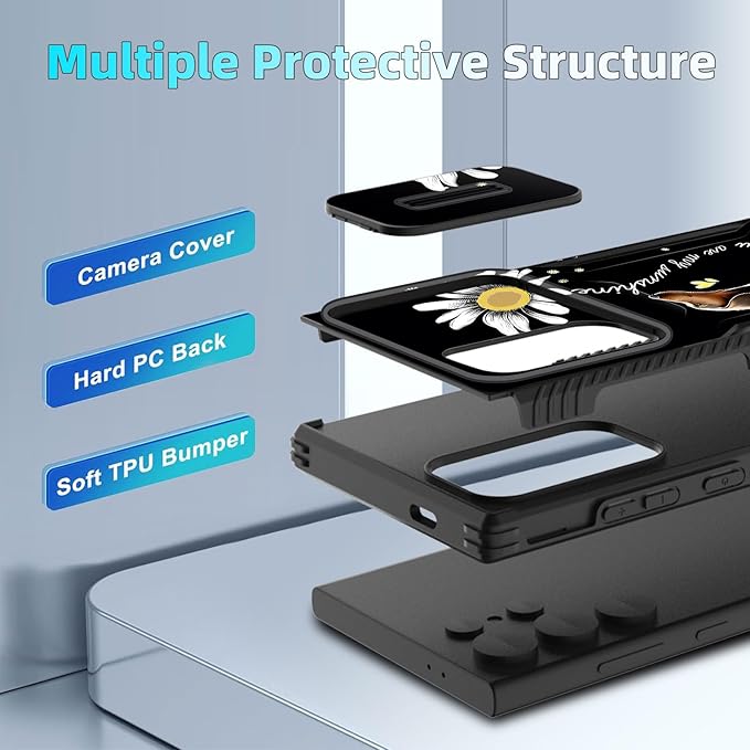 for Galaxy S25 Ultra Case Built in Slide Camera Lens Cover,Heavy Duty Shockproof Protection Dual Layer Case for Samsung Galaxy S25 Ultra 6.9" 2025,You are My Sunshine Dachshund