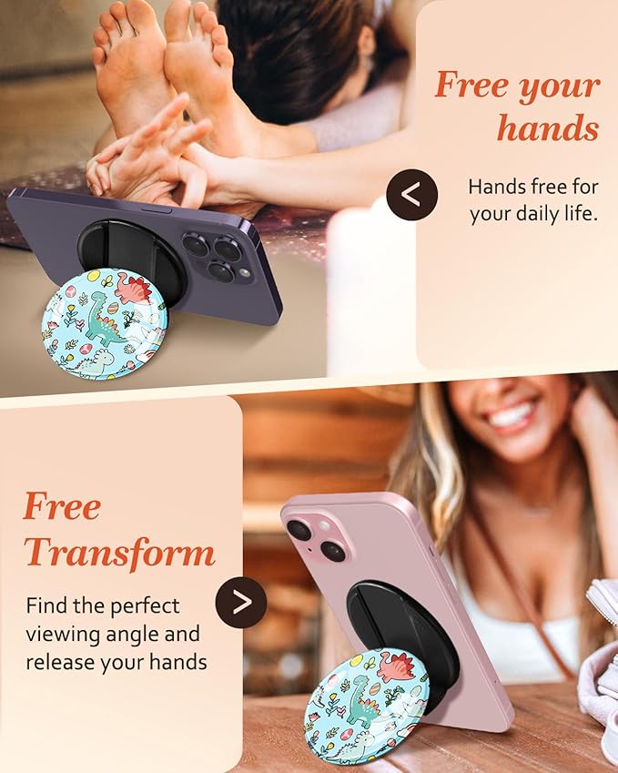 Kidcube Phone Grip Compatible with Magsafe - Magnetic Phone Grip Stand Cute Cartoon Finger Grip Kickstand Ring Holder Women Girls Compatible with Magsafe Accessories for iPhone 16/15/14/13/12 Series