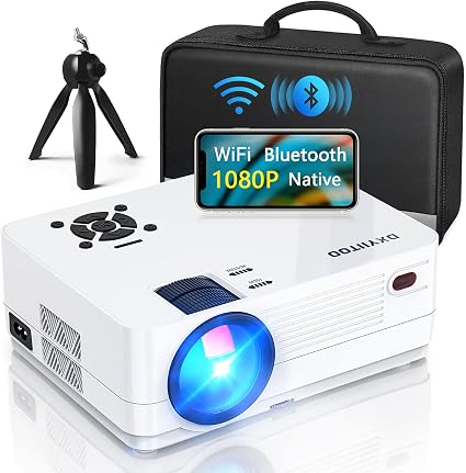 Native 1080P Projector with WiFi 6 and Two-Way Bluetooth, Full HD Video Projector for Outdoor Movies, 300" Display Projector 4k Home Theater, Compatible with iOS/Android/PC/XBox/PS4/TV Stick/HDMI/USB