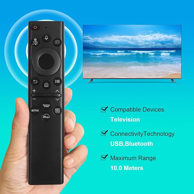 BN59-01385A Solar Voice Remote Replacement for Samsung Frame Smart TV Remote with Bluetooth Rechargeable Solar Cell, Compatible with Samsung 2021-2022 Neo LED 4K Ultra HD TV, 4 Shortcut Buttons, Black