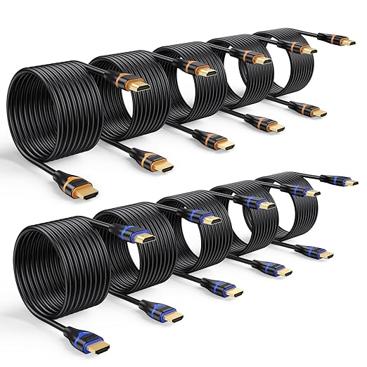4K HDMI Cable 15FT 10-Pack, High Speed HDMI to HDMI Cable 15 Foot HDMI Cord 2.0 Ultra HD 4K@60Hz, 2K@144Hz, HDR, 3D, Dolby, HDCP 2.2, ARC for HDTV, Monitor, Projector, Blu-ray, Laptop