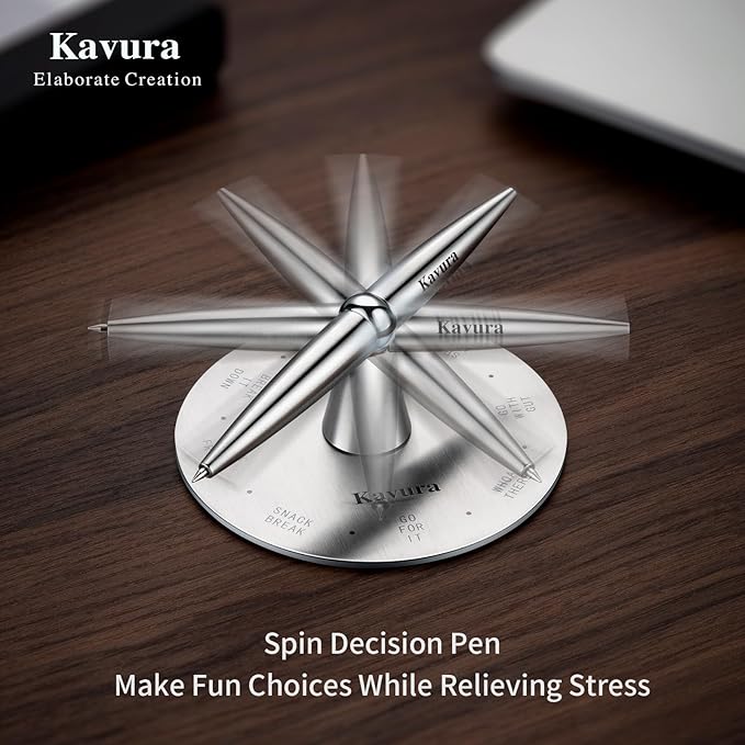 Spin Decision Pen – CNC-Machined 316L Stainless Steel Fidget Pen with Magnetic Stand | Smooth Writing Gel Ink | Stress Relief & Decision Maker |Office Desk Gift for Professionals