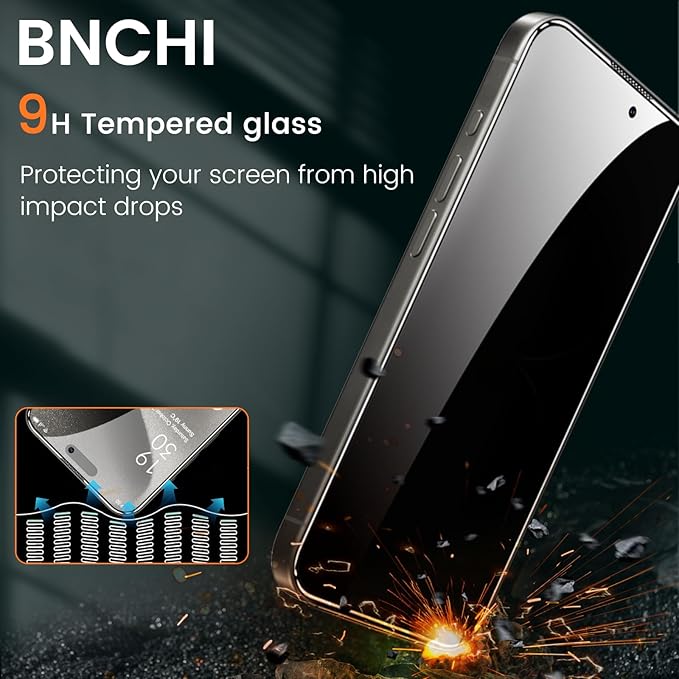 BNCHI 3 Pack for iPhone 15 Pro Max Privacy Screen Protector + 3 Pack Camera Lens Protector, Shatterproof Premium Tempered Glass, Auto-Dust Removal, 28°Anti Spy, 9H Full Coverage Tempered Glass Film