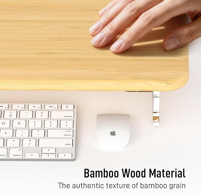 Monitor Stand Riser, Bamboo & Acrylic Computer Monitor Stand with LED Light, 31.5 inch Large Monitor Stand for Desk, Desktop Organizer Stand for Computer, Laptop, Printer, PC & TV Screen Riser