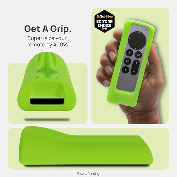 GripStand™ Apple TV Remote Cover, Scratch-Resistant Silicone Case Compatible with AirTag, Fits Siri Apple TV 4K/HD (2nd & 3rd Gen), Stand-Up Design, Enhanced Grip, 2 Pack Lime & Sky Glow by 73&Sunny