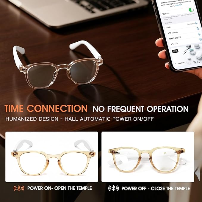 AI Smart Glasses for Women & Men, 140+ Languages AI Translation Glasseswith Open-Ear Stereo Speakers, Indoor/Outdoor Auto-tinting Smart Sunglasses | UV400 Protection & Anti-Blue AI Glasses