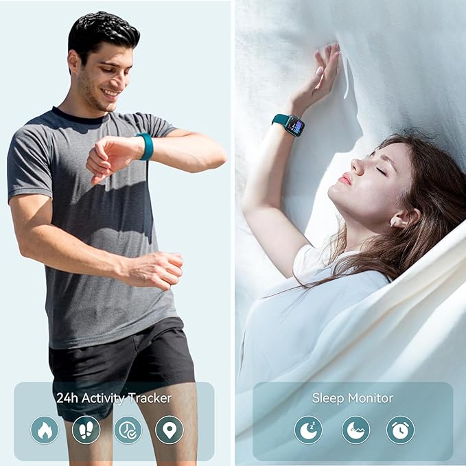 Smart Watches for Men Women Make/Answer Call, Alexa Built in, 1.8" HD Fitness Tracker with SpO2 Heart Rate/Sleep Monitor/IP68 Waterproof, Step Counter Smart Watch for iPhone/Samsung/Android