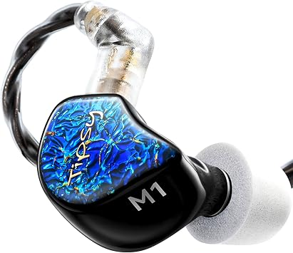 Tipsy M1 IEM, Bamboo Fiber Diaphragm in-Ear Monitor, Warm, Lively Bass & Vocals, 36dB Noise Isolation, Resin Shell, Detachable 0.78mm 2‑Pin Cable (No Mic, Blue)