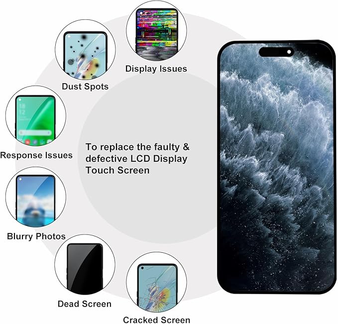 Replacement Screen for iPhone 16 LCD Retina Fully FHD Display Digitizer with Fully Repair Tool Kits, Waterproof Tape, Screen Protector
