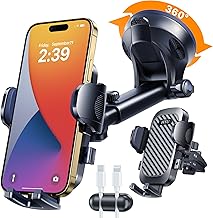 2026 Ultimate Best【True Military-Grade & Safety Cert】Car Phone Holder HTU【Upgraded 360° Rotation & 100LBS Strongest Suction】5-in-1 Truck Windshield Dashboard Vent Mount Stand for iPhone Android, Black - Image 1