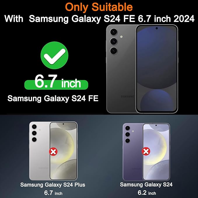 Milomdoi 3 Pack Screen Protector for Samsung Galaxy S24 FE with 3 Pack Camera Lens Protector,Tempered Glass Accessories, [Support Fingerprint Unlock]