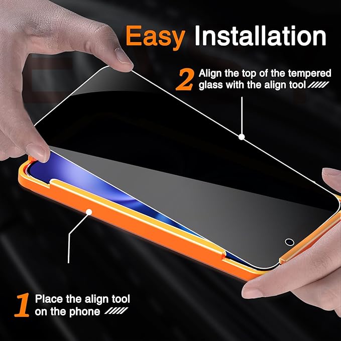 Wiaocit 3 Pack Tempered Glass Privacy Screen Protector for iPhone 16 Plus with 3 Pack Camera Lens Protector, 9H Hardness, Bubble Free, Case Friendly