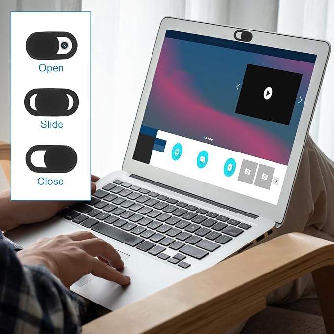 100pcs Laptop Camera Covers, Black Ultra-Thin Front Webcam Privacy Cover Slide Webcam Protects Your Privacy & Security for Laptop Desktop Cell Phone Tablet Accessories
