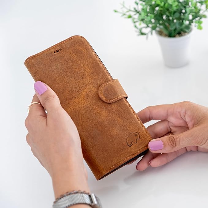 BLACKBROOK Leather Wallet Case for iPhone 16 Plus, Carter Premium Leather Magnetic 2-in-1 Wallet Set, Ready for MagSafe, RFID Protection, 4 Card Slots & ID Pocket, Compatible with iPhone 16 Plus