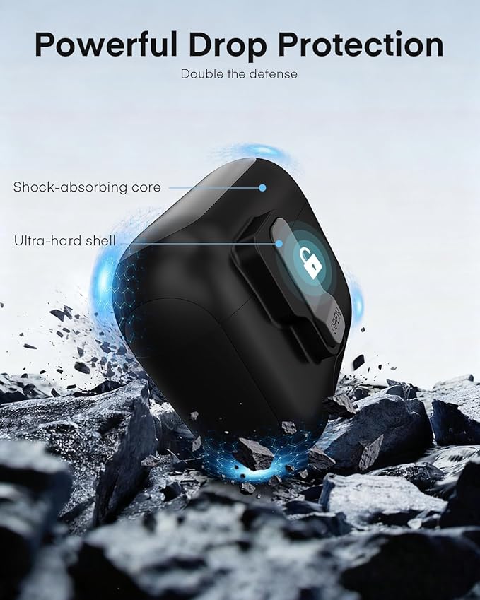 Maxjoy for AirPods Pro 3 Protective Case with Cleaning Kit, Military Hard Case with Lock Shock-Absorbing, Black