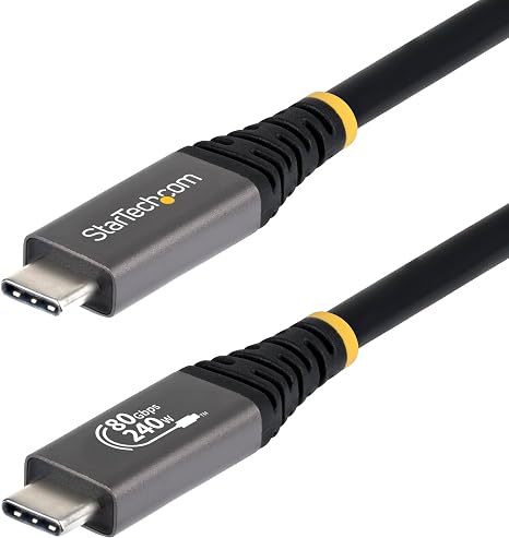 StarTech 5ft/1.5m USB-C to USB-C USB4 Cable, 80Gbps, 240W PD, 8K, Black