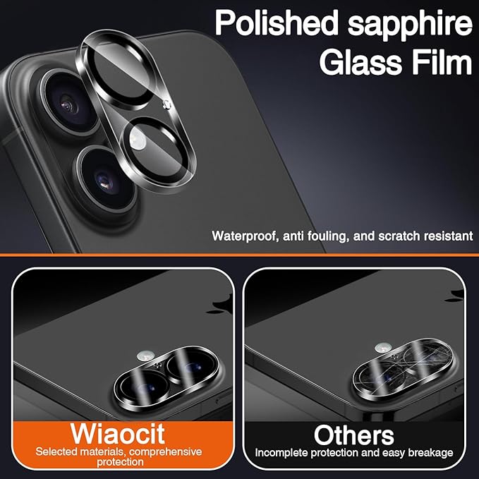 Wiaocit 3 Pack Tempered Glass Camera Lens Protector for iPhone 17, 9H Hardness, Anti-Scratch, Case Friendly