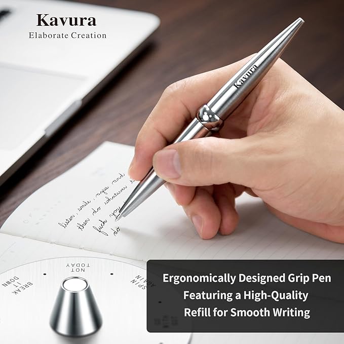 Spin Decision Pen – CNC-Machined 316L Stainless Steel Fidget Pen with Magnetic Stand | Smooth Writing Gel Ink | Stress Relief & Decision Maker |Office Desk Gift for Professionals