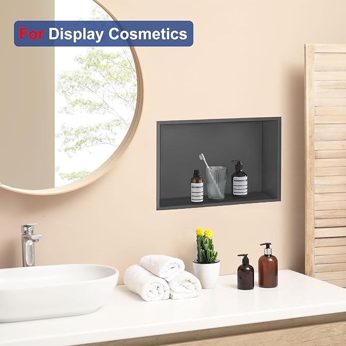 Shower Niche, Stainless Steel Elegant Bathroom Niche, No Tile Needed Recessed Shower Shelf Organizer for Storage