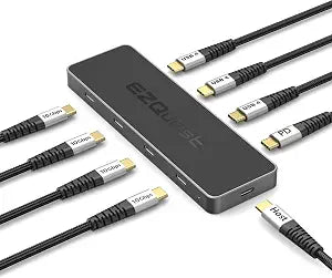 USB 4 Hub 8-in-1: Dual 4K 60Hz/8K Display, 7X USB-C Ports (3X USB4, 4X 10Gbps Data), 100W PD - Thunderbolt 3/4 Dock for MacBook Pro/Air M1/M2/M3, Windows, Chromebook