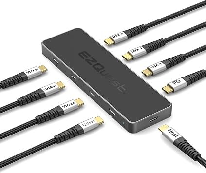 USB 4 Hub 8-in-1: Dual 4K 60Hz/8K Display, 7X USB-C Ports (3X USB4, 4X 10Gbps Data), 100W PD - Thunderbolt 3/4 Dock for MacBook Pro/Air M1/M2/M3, Windows, Chromebook