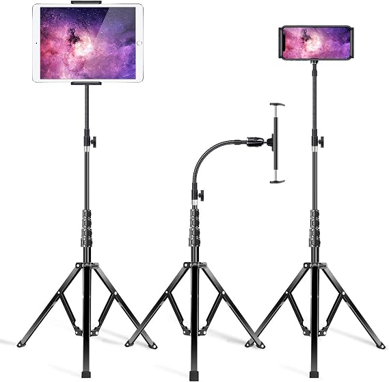 elitehood Metal iPad Tripod Stand, 72in Gooseneck Tablet Floor Stand Holder