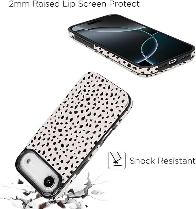 uCOLOR for iPhone 17 Air Wallet Case with Card Holder PU Leather RFID Blocking Design iPhone Air flip case for Women Men Magnetic Clasp Kickstand Design 6.5 inch (Almond Latte Polka Dot)