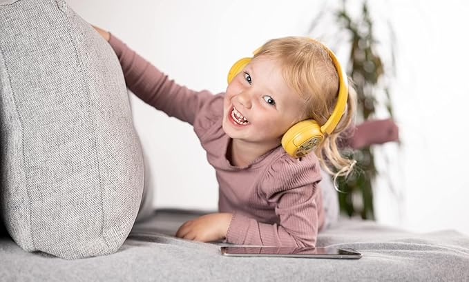 BuddyPhones POP Fun | Foldable Bluetooth Kids Headphones + Microphone, Works Wired or Wireless - SafeAudio Volume Limiting for iPhone/iPad/Tablet/PC and More (Green)