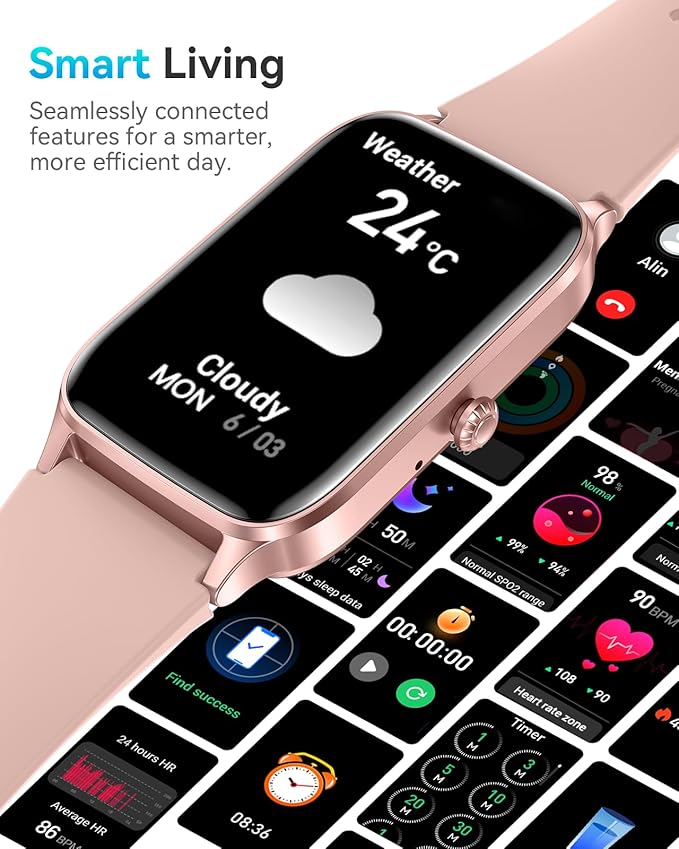 Fitness Tracker for Women Men, Activity Smart Watch Compatible with Android iPhone, Step Counter with 110+ Sports, Sleep Monitor, Calorie Counter, IP68 Waterproof (Pink, 1.57)