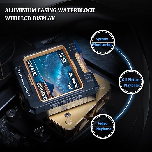 Thermalright FW240 Black ARGB CPU AIO Cooler,PC 240 Specification Water Cooler System,IPS LCD Screen with 320 * 240 Resolution,for AM5&Intel LGA1700/1851,CPU Cooler Comes with 2.4-inch LCD Display