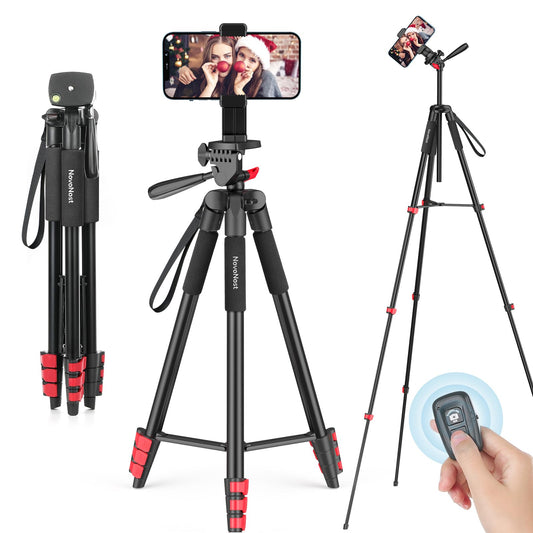 65" Phone Tripod Stand for iPhone Camera Wireless Remote & Holder