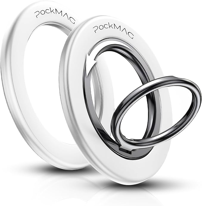 Ultra-Strong Magnetic Phone Ring Holder for MagSafe ??360° Rotation, Dual-Sided Finger Ring Grip & Kickstand ??Compatible with iPhone 16 Pro Max 15 14 13 12 Mag Safe Accessories (White)