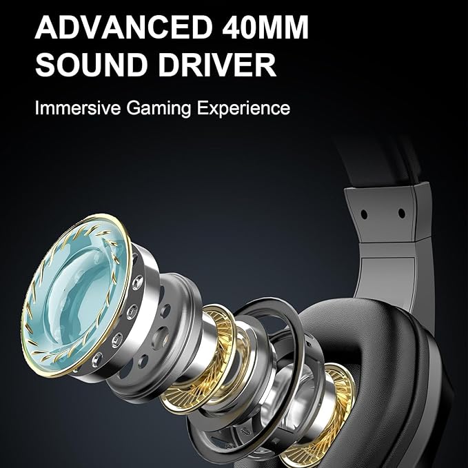 Bewinner USB Wired Gaming Headset, Noise Isolation with 7.1 Surround Sound and RGB Lighting, Flexible Noise Canceling Mic, Comfortable Ergonomic Design, for PC Laptop Call Center Online (Black)