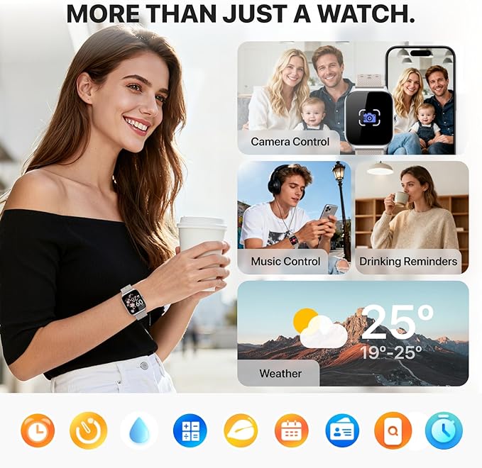 Smart Watch for Women Men - Answer/Make Call, Fitness Tracker Smartwatch for Android iPhone Compatible, 120+ Sports Modes Step Counter Sleep Female Cycle (Silver)