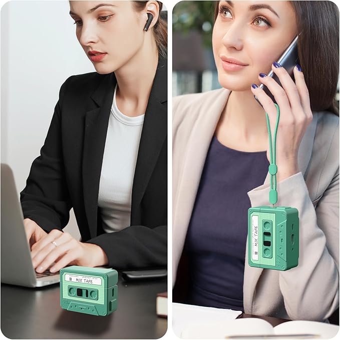 AirPods Pro 3 Case Cover, KOREDA Funny Cassette Tape Design Case for Airpods Pro 3rd Generation 2025, Cute Cartoon Fashion Silicone Protective Case for Women Men (Green)