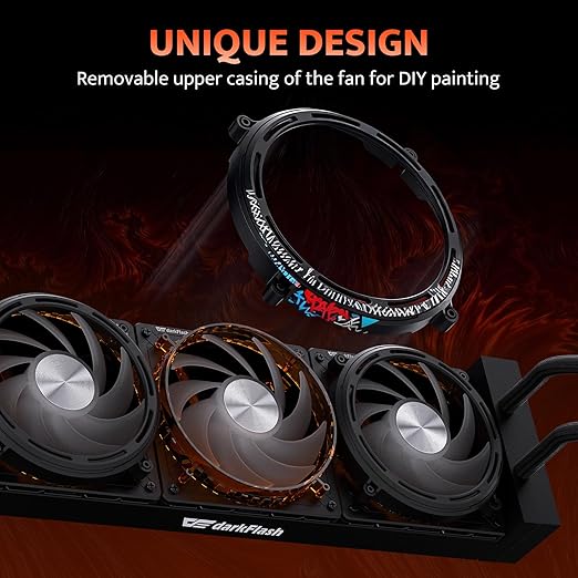 darkFlash DE360 All-in-one Liquid CPU Cooler, 2.88” LCD Screen with 480 * 480 Resolution, ARGB Sync, PWM Fans 360mm Radiator, CPU PC Aio Cooler Compatible with Intel 1851/1700, AMD AM4/AM5 (Black)