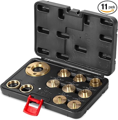 WEN Solid Brass Router Template and Guide Bushing Set, 1-3/16-Inch Base Plate, 11-Piece Kit (RT011A)